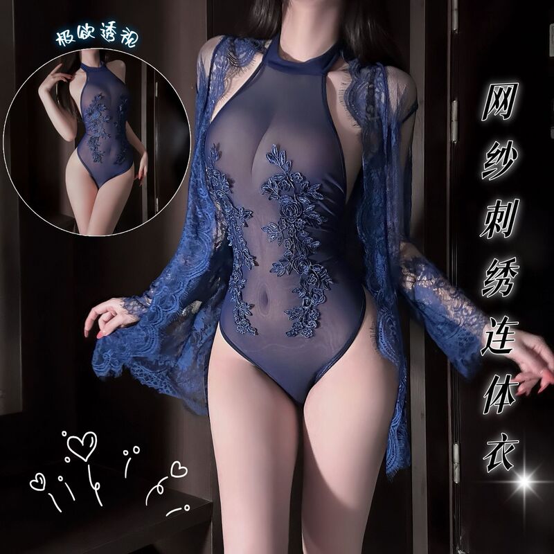 Dovey Melier Cross-Border Erotic Lingerie Exquisite Sexy Embroidered Bodysuit Hollow-Out Hot Girl Plus-Size Nightwear Outfit for Women