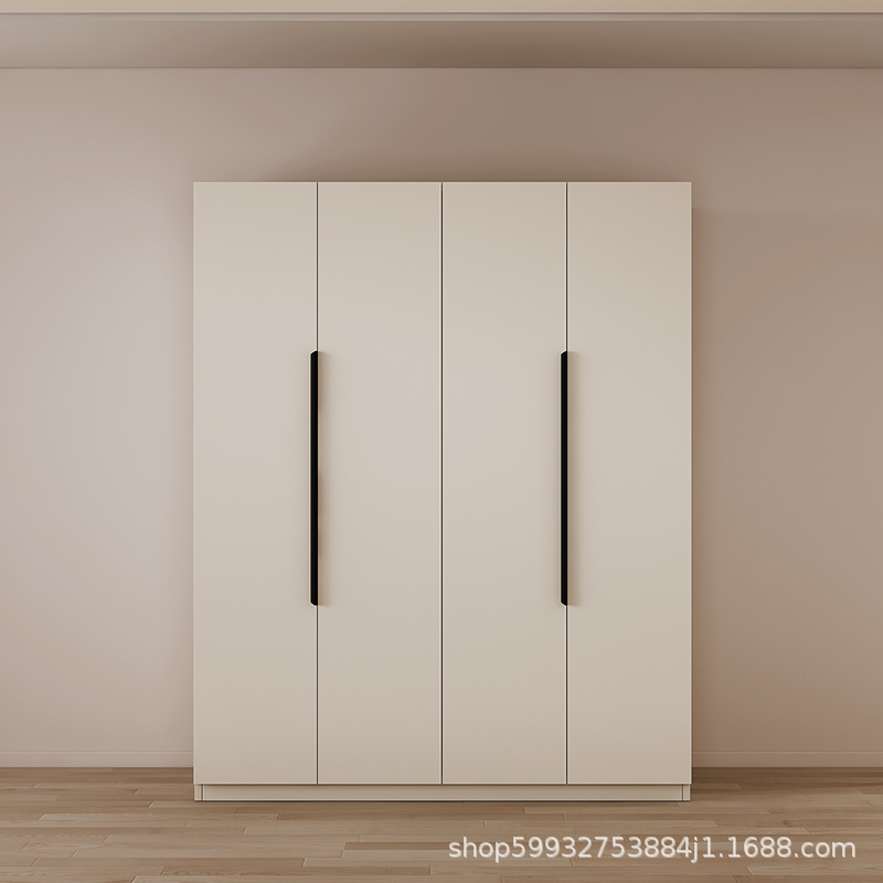 Shunfeng arriba armario dormitorio doméstico moderno simple puerta corredera pequeña casa de alquiler armario de estilo crema image 2