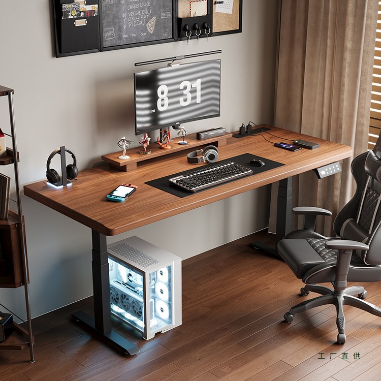 Merchant Subsidy Solid Wood Electric Lift Table Computer Table Home Office Desk Study Table Desk Smart E-Sports Table
