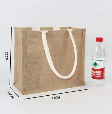 ファッション手提げ黄麻袋カスタムロゴ大容量エコショッピングバッグ通勤弁当箱麻布袋|undefined
