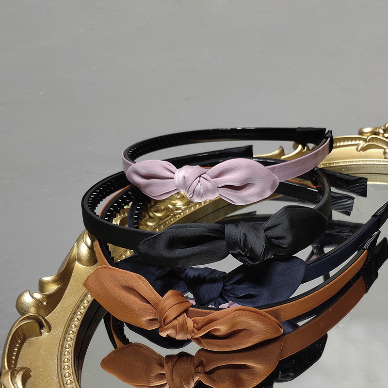 Solid color cute headband with bow