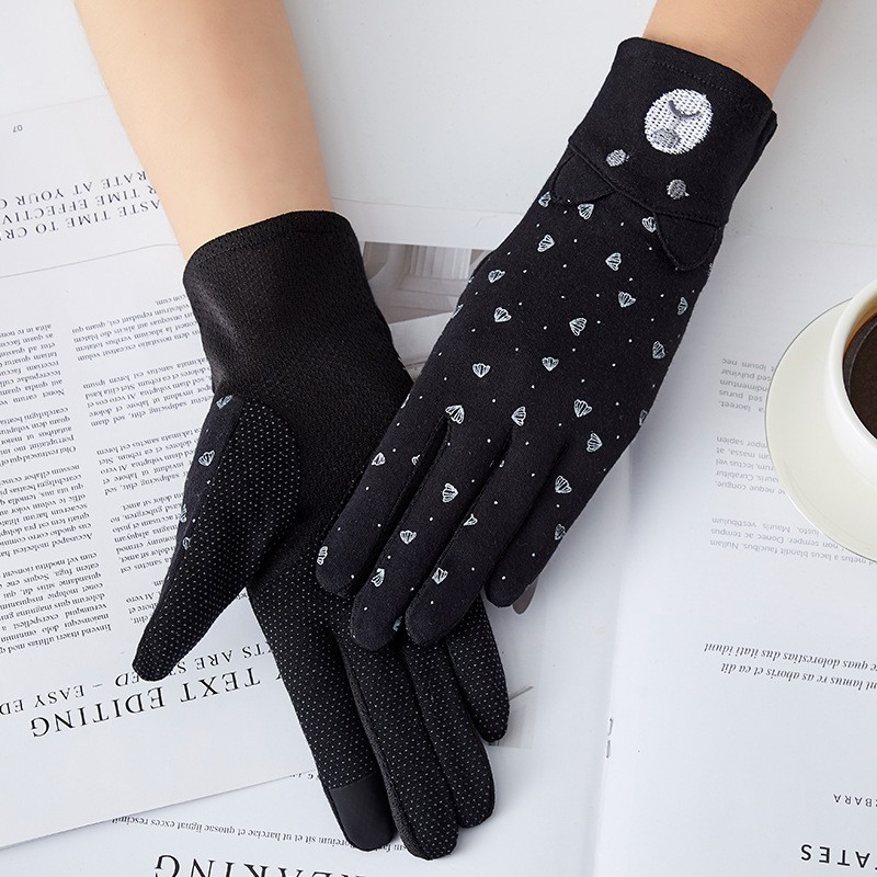 Guantes de protección solar Guantes de pantalla táctil bordados de tela para mujer de primavera y verano