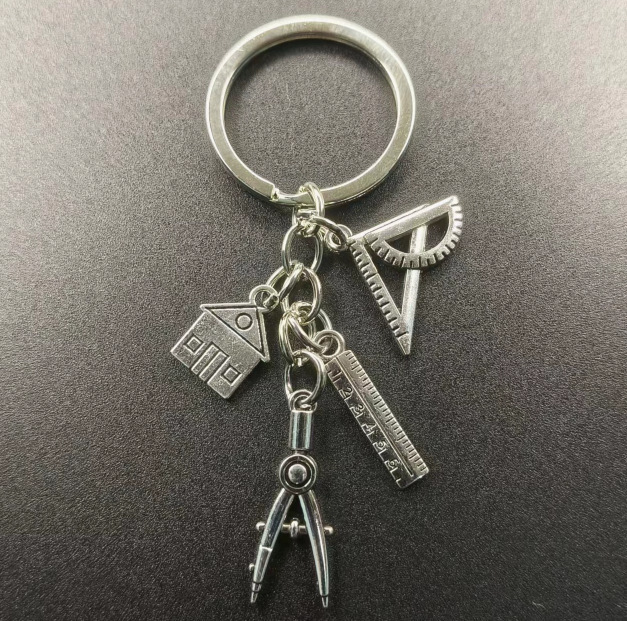 Engineer Architect House Design Key Chain House Decoration Ruler House Book Key Chain