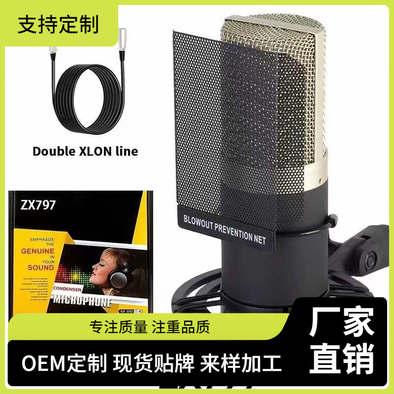 ZX797 microphone computer professional recording singing live broadcast external sound card 48V condenser microphone