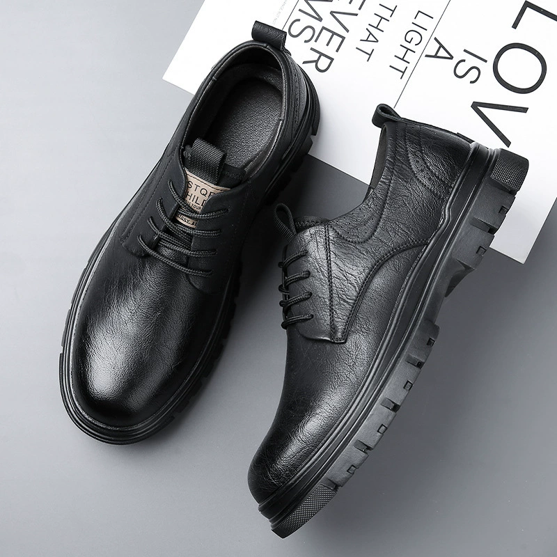 Мужская обувь 2023 Осенняя винтажная кожаная обувь Мужская рабочая одежда с большой головкой Обувь с низким верхом Повседневные короткие сапоги Модная обувь Martin Shoes для мужчин