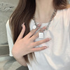 Fashionable necklace, zirconium with bow, accessory, Korean style, micro incrustation, simple and elegant design