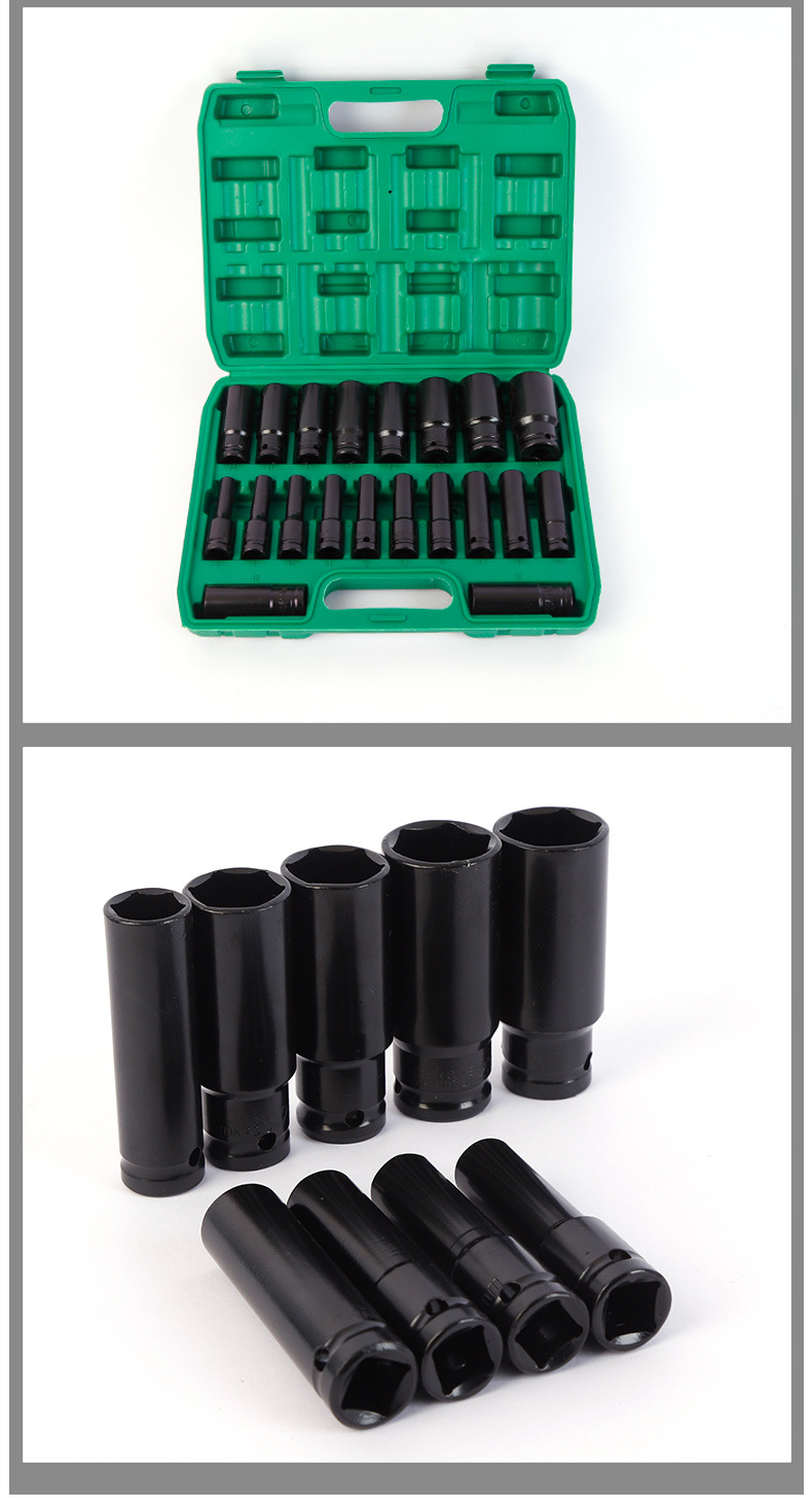 Manufacturer Wholesale Extended Electric Socket Wrench Set 10-Piece 20-Piece Set Electric Wrench Extended Electric Black Socket