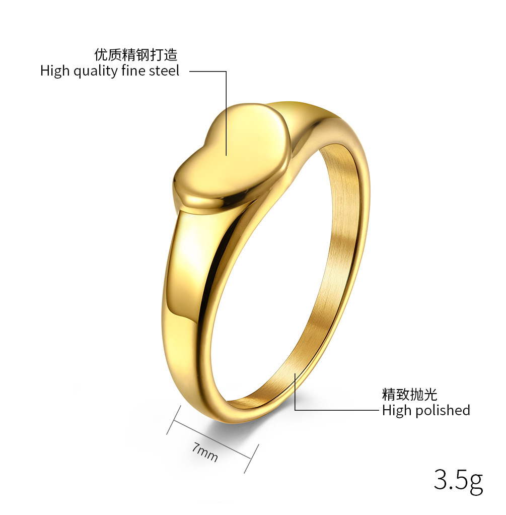 Fashion Simple Heart Shaped Women's Stainless Steel Ring display picture 1