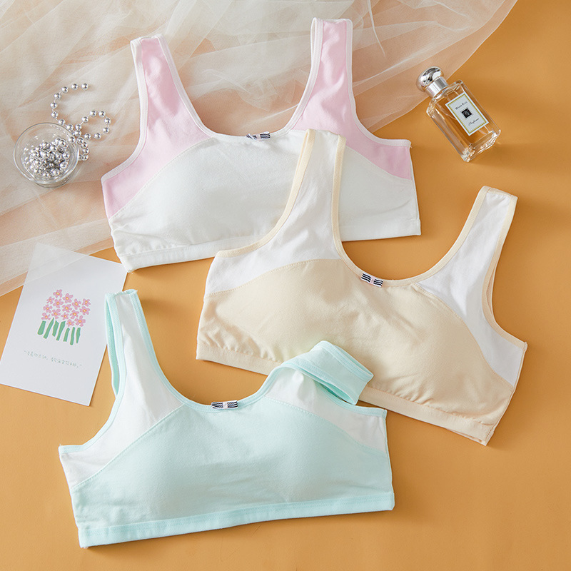 Girl vest underwear primary school student development period 8-9-10-12 years old pure cotton junior high school student quilted anti-bump bra Girl vest underwear primary school student development period 8-9-10-12 years old pure cotton junior high school student quilted anti-bump bra