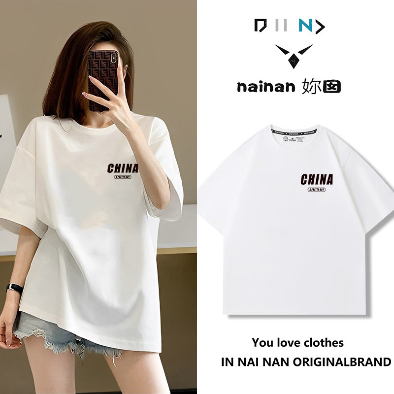 純綿半袖tシャツ女性夏韓国版新型ゆるい丸首小衆白色アニメプリント学生半袖tシャツ|undefined
