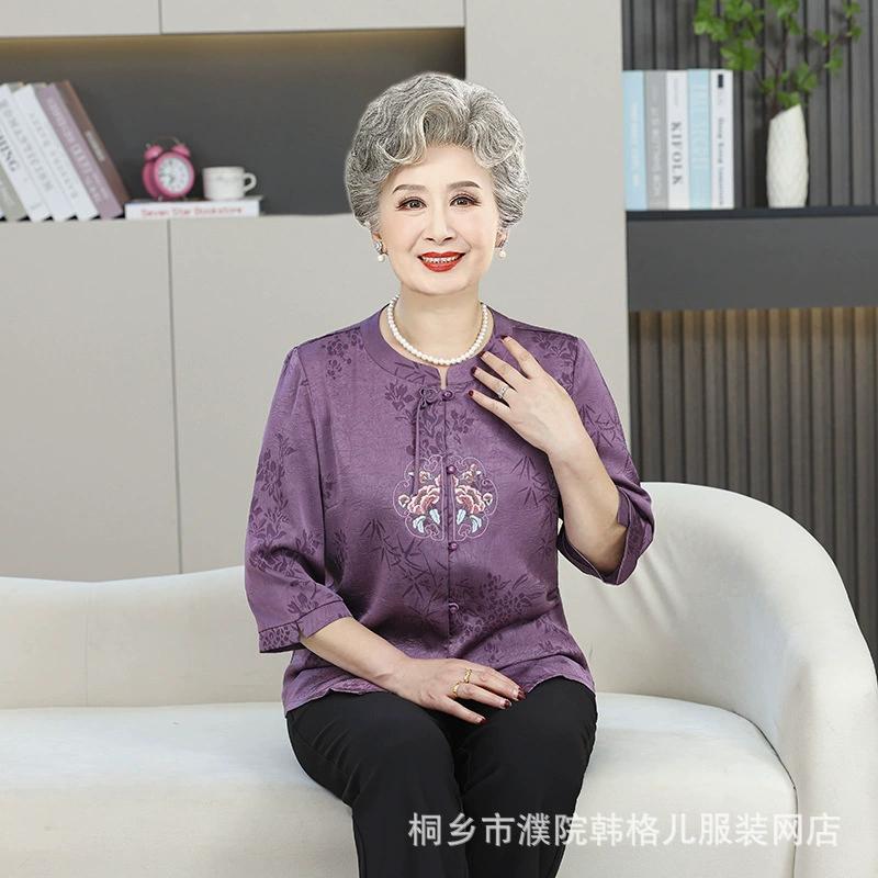 Старушка национальный стиль, праздничная рубашка, новая китайская пожилая летняя одежда