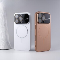 跨境适用iPhone16大视窗细圈磁吸手机壳苹果15高级感防摔保护套14