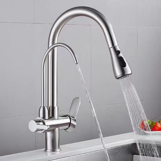 grifo de cocina de cobre completo tipo de extracción caliente y frío bebida directa 3 en 1 agua pura fregadero lavabo de verduras grifo de tres usos