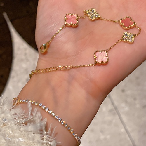 Gentle Princess Style Flower Bead Bracelet  Lobster Clasp Micro-set Zirconia Bead Rope Bracelet with Elegant Vibe and Popular Online Jewelry J959