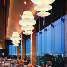 蚕丝布艺艺术吊灯酒店大堂沙盘商场挑空区吊灯别墅定制灯具