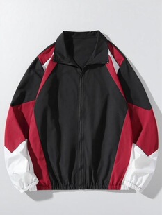 Z 98143 Color Block Zipper Jacket ��ɫƴ�ӊA�� �W���羳