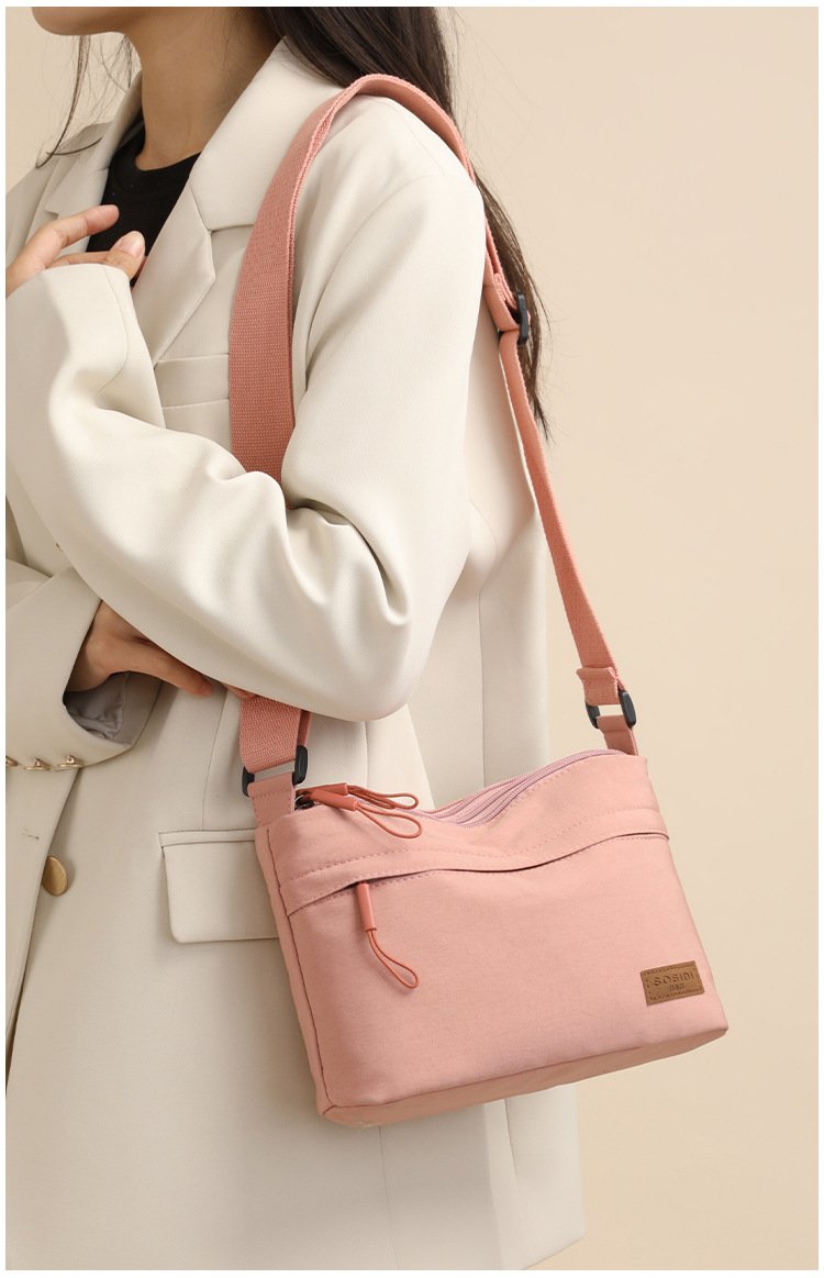 Semplice borsa a tracolla monospalla in nylon tinta unita per donna, modello 2024, multifunzionale, casual, impermeabile, portatile e alla moda._voghion.com
