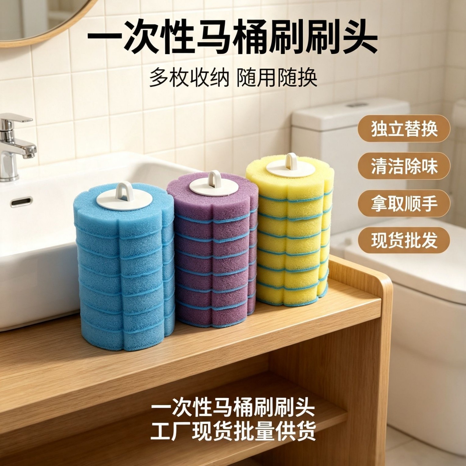 Disposable Toilet Brush Replacement Head, Disposable Toilet Cleaning Brush Head for Home Bathroom, No Dead Corners