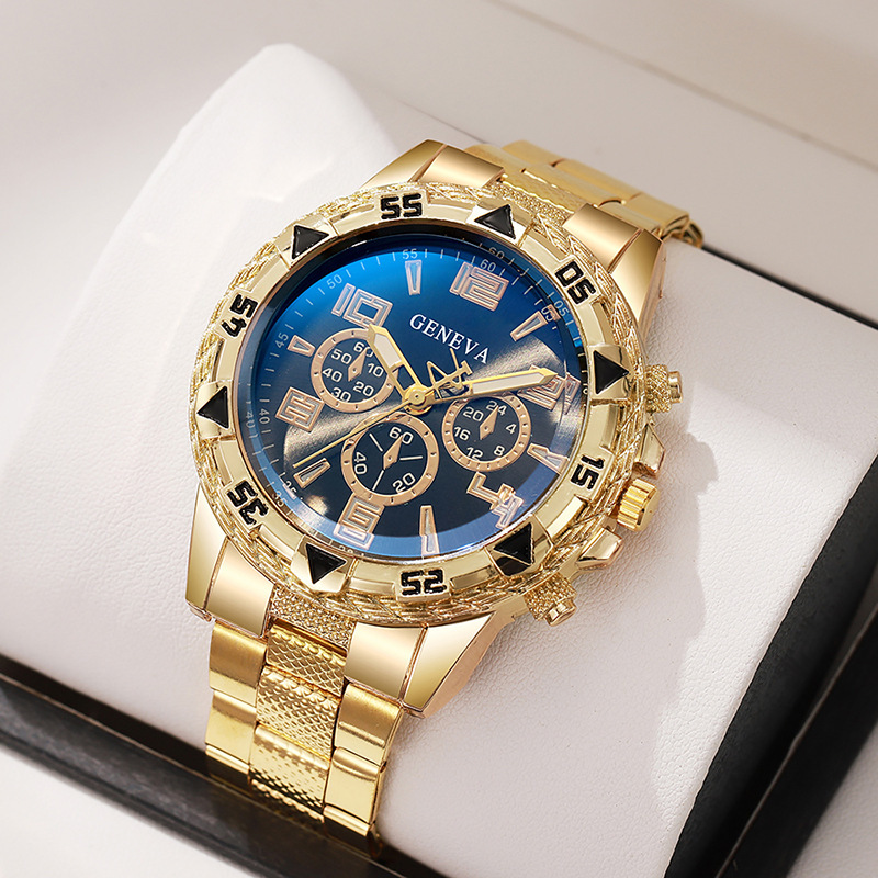 2023 Aliexpress Watch Men's Watch Fake Three Eyes Casual Steel Strap Watch Alloy Fashion Watch