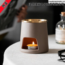 美容院精油加热香薰灯创意陶瓷香薰炉配铜锅可干烧香粉雪松融蜡炉