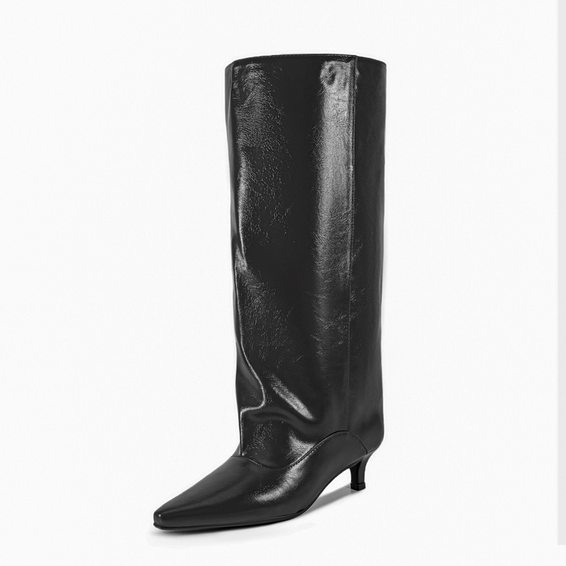 2026 Early Spring New European and American Style Kitten Heel Ultra-Wide Tube Design Knee-High Boots 2026 Early Spring New European and American Style Kitten Heel Ultra-Wide Tube Design Knee-High Boots