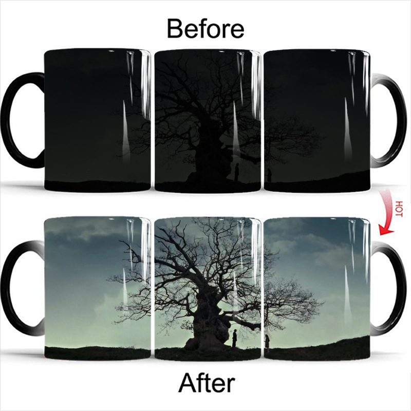 Harry Potter Live Mapa de color cambiante taza de dibujos animados película y televisión periférico de estilo europeo de cerámica simple oficina sensible a la temperatura