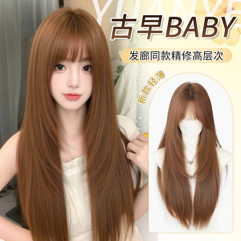 假发女全头套夏季潮流美式亚麻灰棕高层次修颜Lolita日常整顶假发|undefined