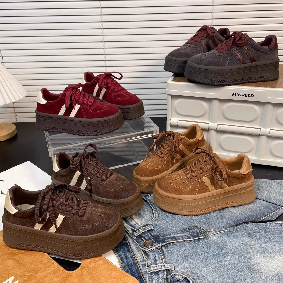 Ангола, красные осенне-зимние новые цвета, ретро моральные тренировочные туфли, женские повседневные спортивные кроссовки на платформе из матовой кожи на толстой подошве