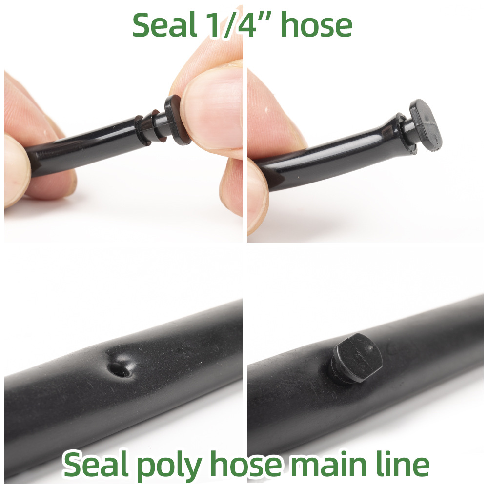 4 / 7mm tubo púbido tipo tapón superior para riego de jardinería accesorios de tubo capilar de micro-spray piezas de conexión de agua PE especial para agujeros de llenado