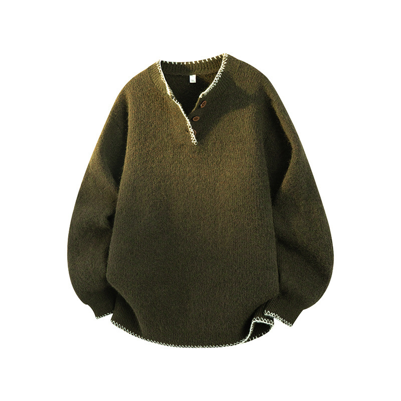 2025 New Autumn and Winter Sports Style Loose Pullover Men's Youth Long-Sleeved Wool Knitwear Knitwear Men's Clothing