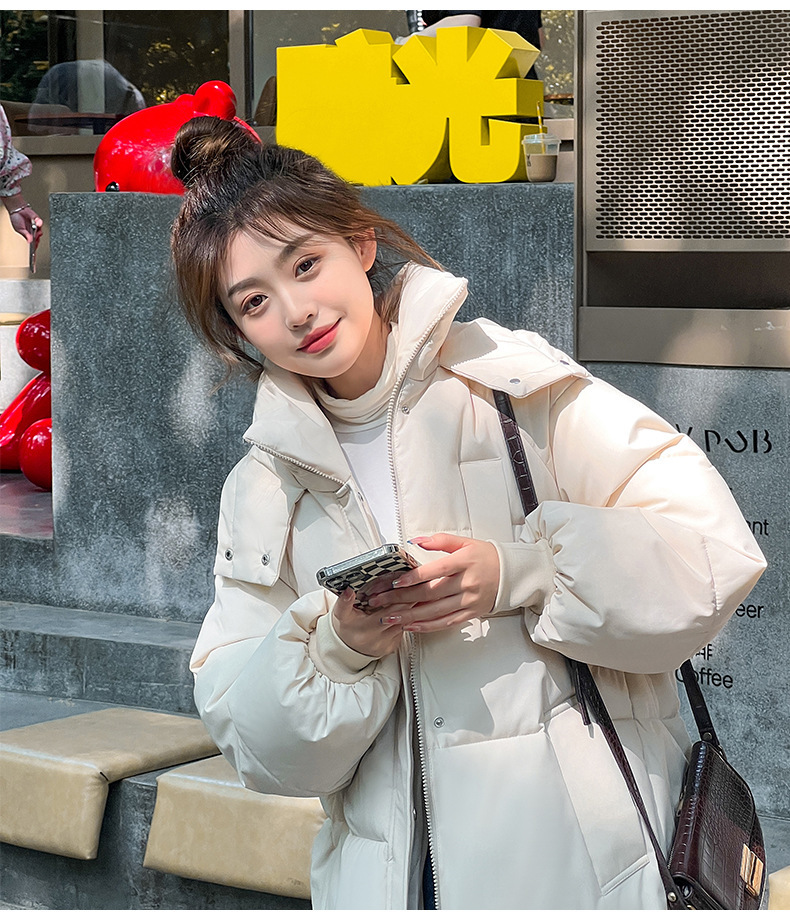 2024 nueva moda de invierno de algodón grueso chaqueta larga suelta chaqueta coreana chaqueta image 6