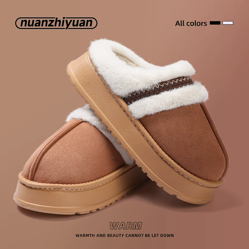 Южная волна Wan хлопчатобумажные тапочки женские зимние модные новые удобные толстые подошвы EVA Baotou повседневная домашняя сеть красные шерстяные тапочки