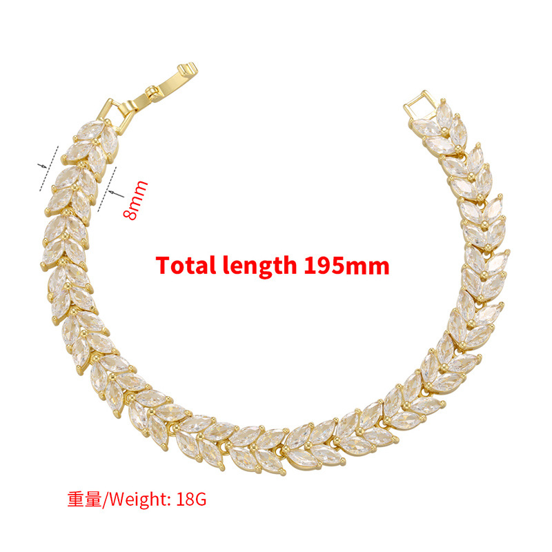 Micro-set zircon full diamond bracelet butterfly wheat ear geometric pattern copper bracelet