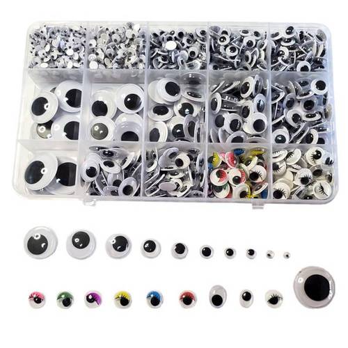 Movable eyes glue-backed animal doll eyeballs for children's kindergarten handmade DIY boxed plastic movable eye stickers