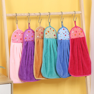 Hand towel coral fleece cartoon hanging cute hand towel absorbent kitchen rag bathroom hand towel