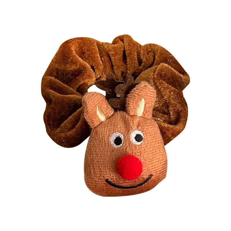 Galletas de ciervo de dibujos animados Accesorios para el cabello de Navidad transfronterizos Cuerda para el cabello tejida Anillo para el cabello de intestino grueso Vestir personas Tombros lindos de felpa