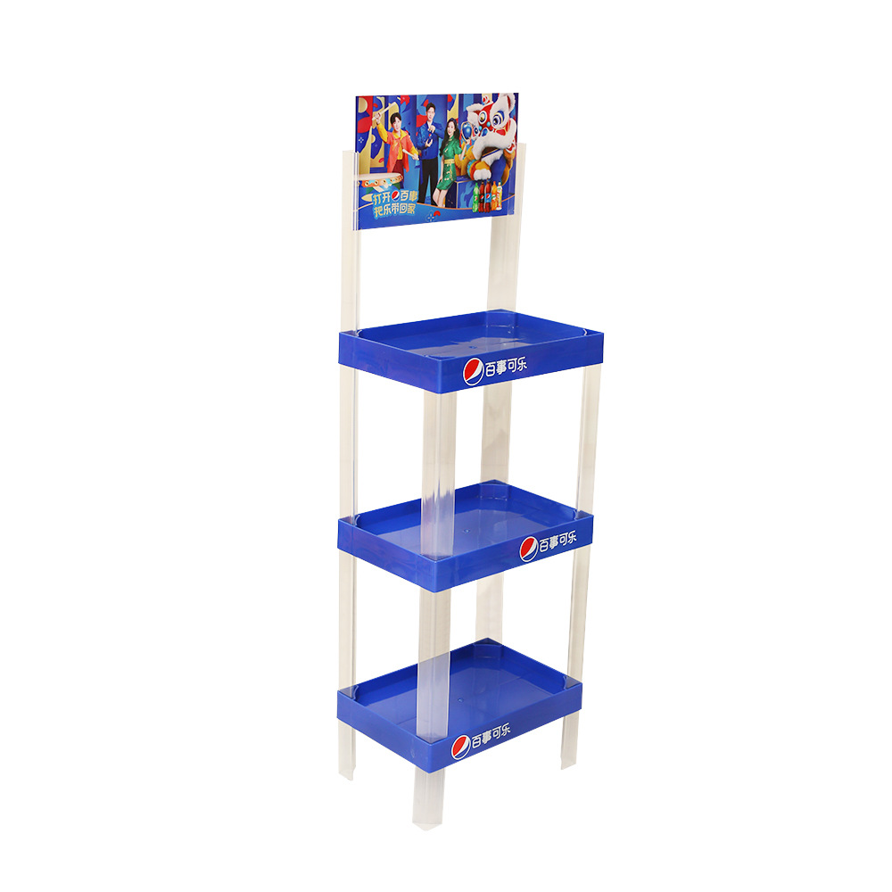 塑料展示架巨蓉厂家批发 35X24四层蓝色货架商超食用油牛奶陈列架