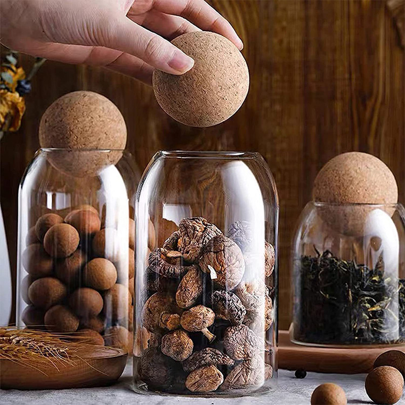 Wholesale round ball cork glass sealed jar flower and fruit tea coffee bean display bottle kitchen grains storage bottle Wholesale round ball cork glass sealed jar flower and fruit tea coffee bean display bottle kitchen grains storage bottle