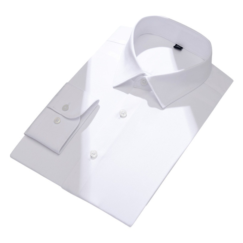 Tianzhu Alliance de alta gama de fibra de bambú camisa blanca hombres de manga larga sin planchar ropa de trabajo de negocios camisa blanca delgada