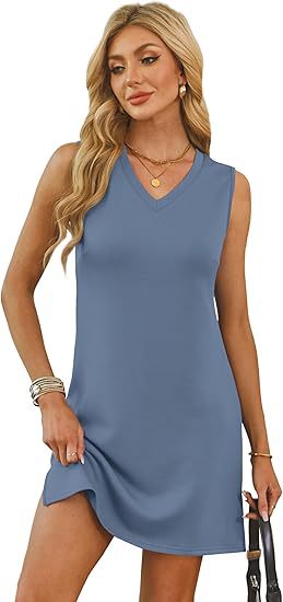 V-neck Sleeveless Solid Colour Skirt Set For Women Summer Style_voghion.com