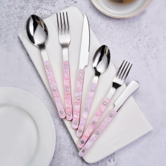 304ステンレス鋼のピンクのナイフのフォークのスプーンの全セットのレストランの家庭用高級ホテルのステーキの食器の贈り物の卸売り
