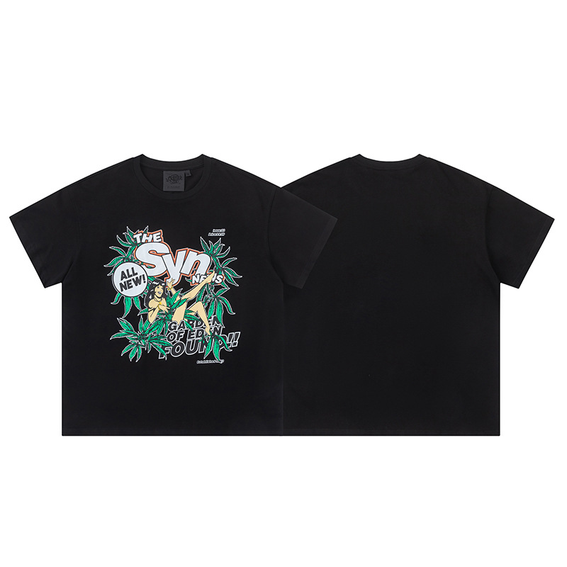 高品質SYnaWorldヒップホップフォームプリント半袖カジュアルルーズTシャツハイストリートショーツSyna Word