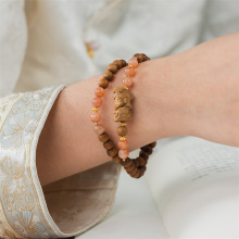 檀香妈祖双圈橙太阳手串精作妈祖双圈叠戴配饰橙阳暖调木质手饰