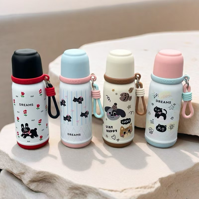 Factory Direct Supply Cartoon New High-Looking Three-Drinking Cup 316 Stainless Steel Thermos Cup Student Portable Direct Drinking Cup