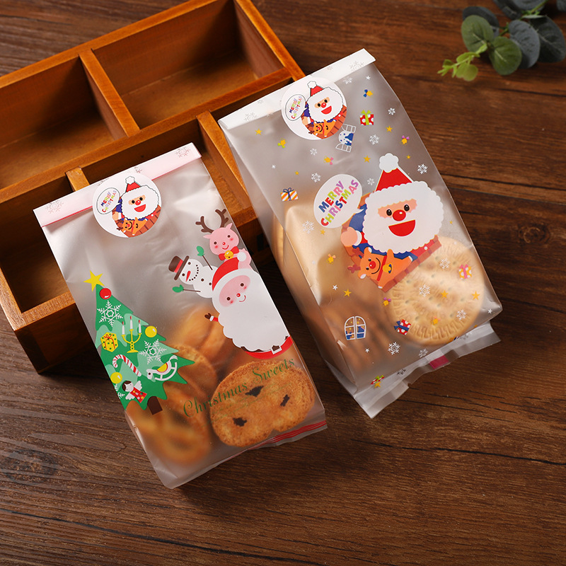 Navidad bolsa de embalaje de galletas snack copo de nieve crujiente turrón bolsa de alimentos para hornear bolsa de sellado de la máquina 50 Unids