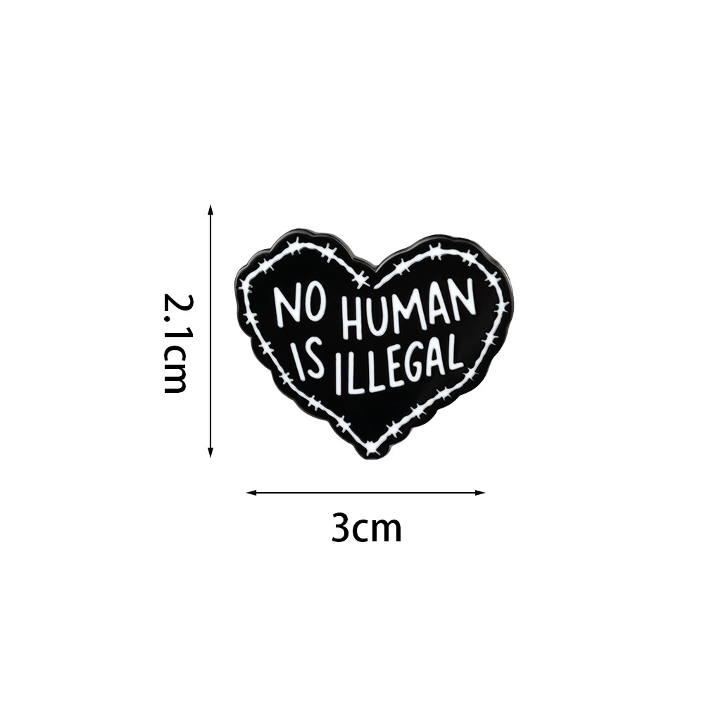 Personalized English Letter Heart-Shaped Enamel Brooch Metal Badge Fashion Collar Backpack Decoration