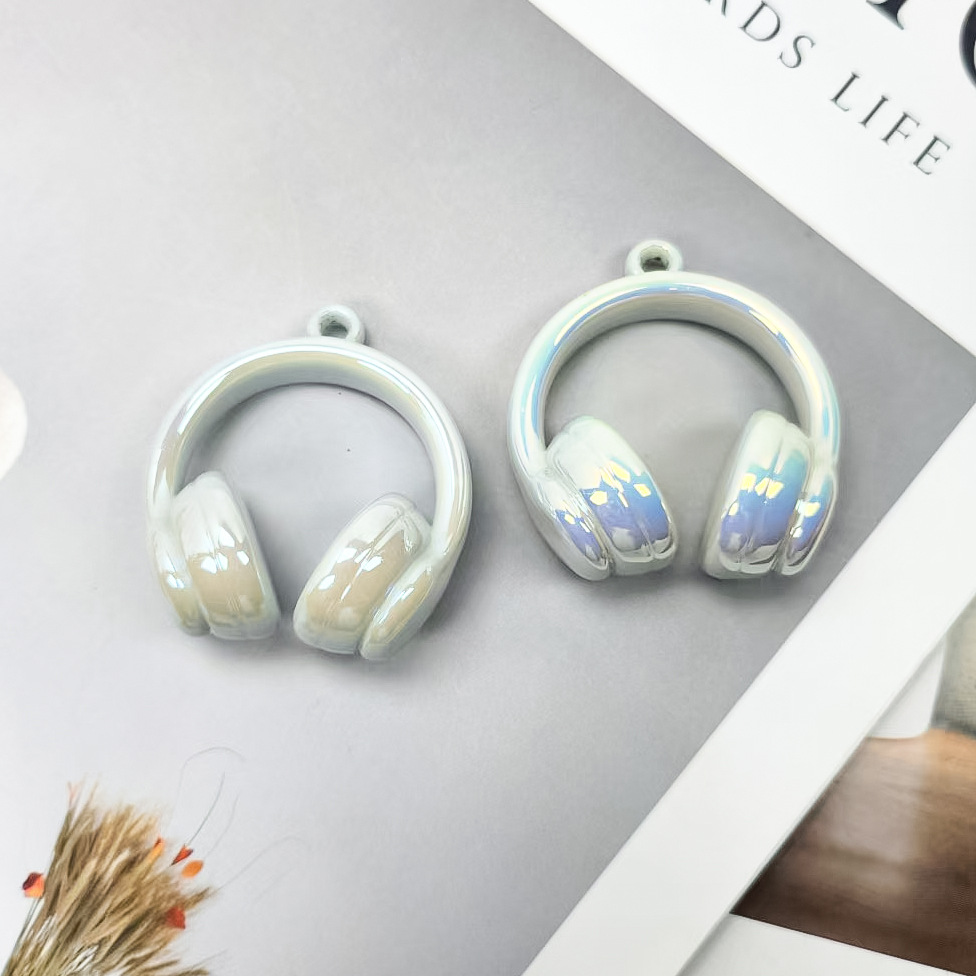 アクリルペイント 2 色グラデーションヘッドフォンビーズぶら下げ穴ビーズ diy 携帯電話チェーンペンダントネックレス素材ジュエリーアクセサリー