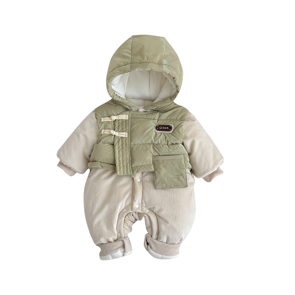 Ropa de bebé ropa de invierno más mono acolchado de terciopelo nueva ropa de algodón abrigada gruesa para bebé de estilo chino ropa de bebé de un año
