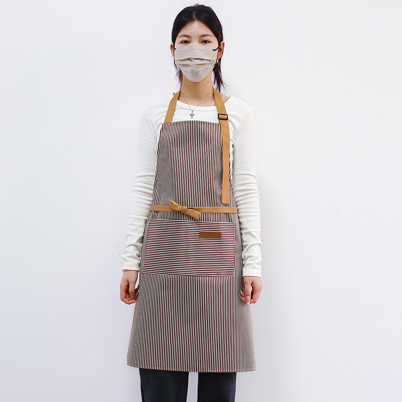 Delantal de lona a rayas de Amazon transfronterizo arte floral tienda de té con leche barista ropa de trabajo cocina hogar delantal al por mayor