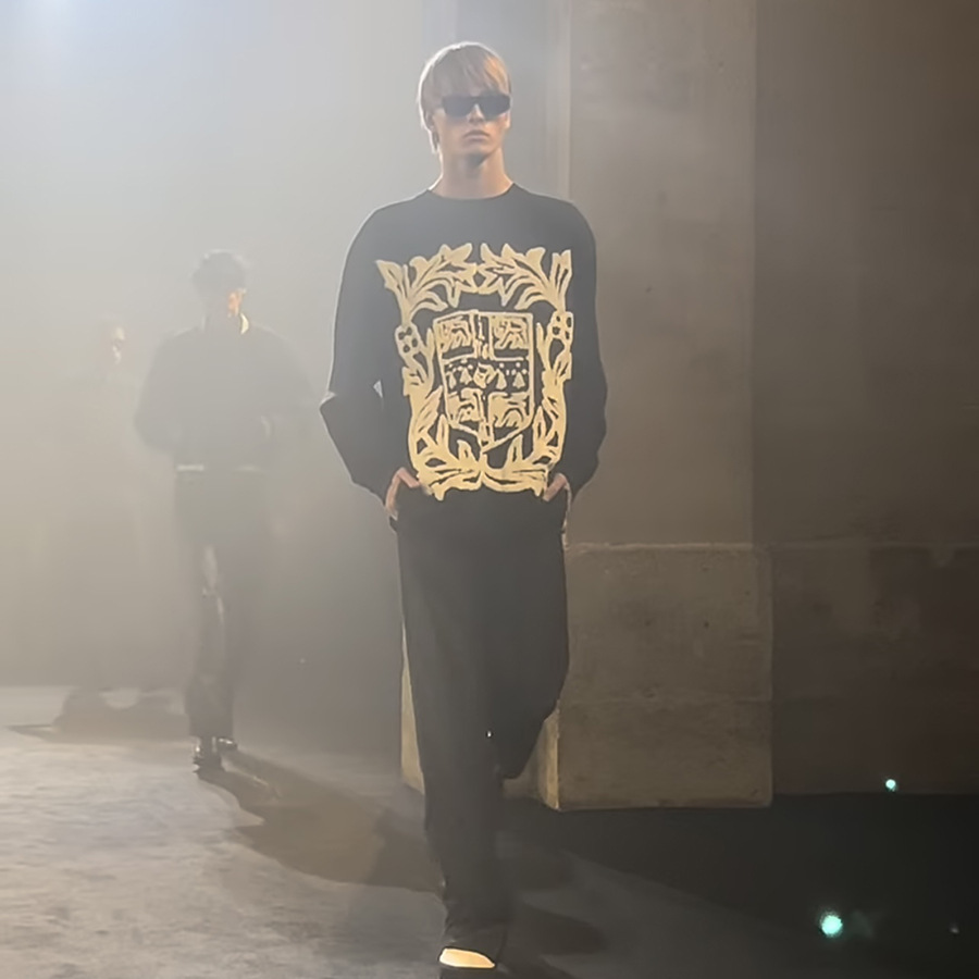 RHUDE logotipo espuma floral americana logotipo amplio suelto camiseta de mangas largas marcas de moda para hombres y mujeres calle alta